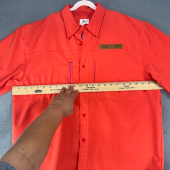 Vaccari Mens Size Large Short Sleeve Orange Fishing Shirt Vented Outdoors - Picture 8 of 8